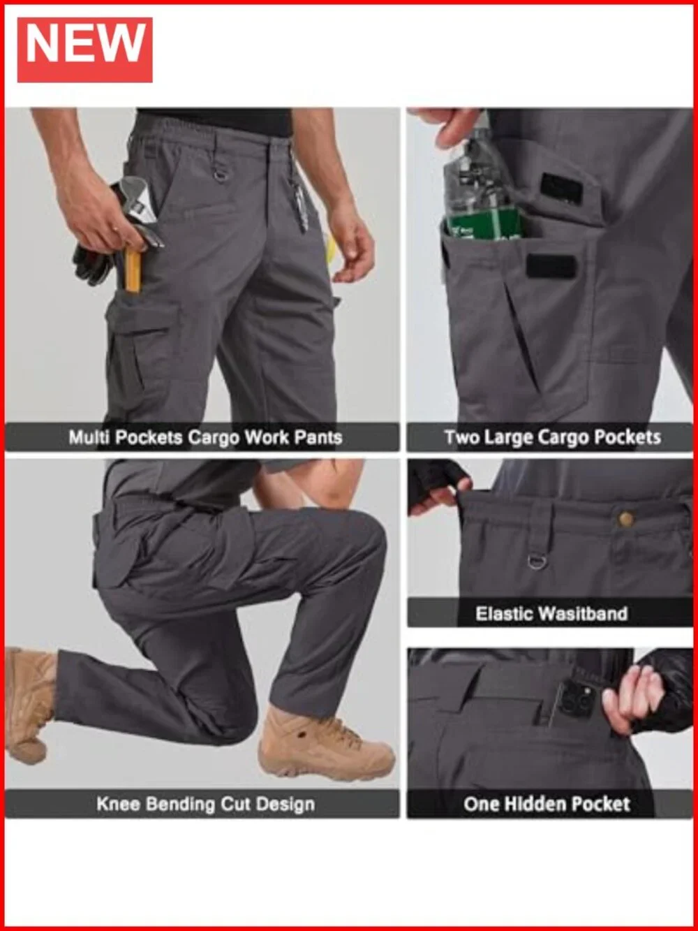Cargo Tactical Pants Ripstop Waterproof Lightweight Outdoor Hiking Pockets